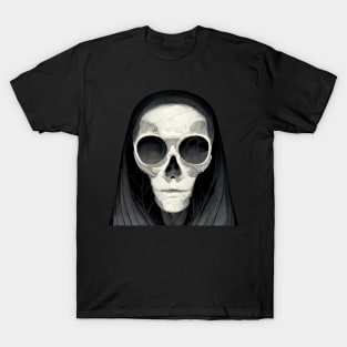 Hooded skull portrait T-Shirt